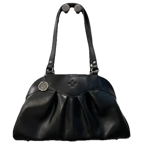 Patricia‎ Nash Macellara Oval Satchel Heritage black Leather Shoulder bag Purse - Picture 2 of 16
